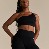 Power Seamless One Shoulder Bra | Black