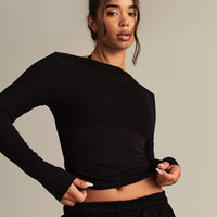 Smooth Contour Long Sleeve Reversible T-Shirt | Black