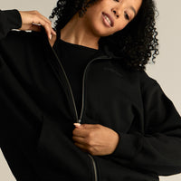 Comfort Lightweight Oversized Zip Up Hoodie | Black