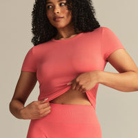 Smooth Contour Midi Short Sleeve T-Shirt | Sunlit Coral