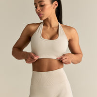 Motion Seamless Halter Bra | Off White