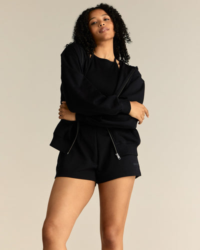 Comfort Lightweight Oversized Zip Up Hoodie | Black
