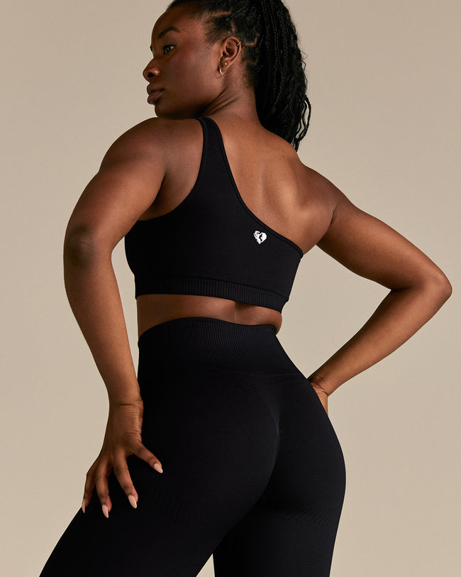 Power Seamless One Shoulder Bra | Black