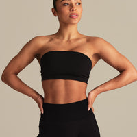 Essential Twist Back Bandeau Bra | Black