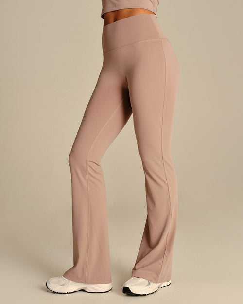Essential High Waist Flared Leggings | Mauve Taupe