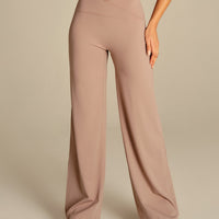 Essential Wrap High Waist Straight Leg Pants | Mauve Taupe