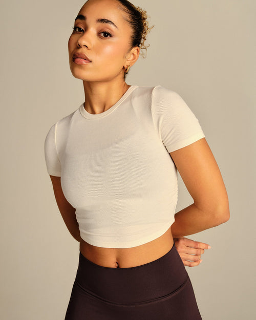 Comfort Ribbed Cropped T-Shirt | Coconut White