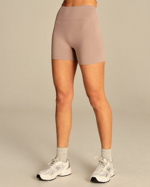 Essential High Waist Shorts | Mauve Taupe