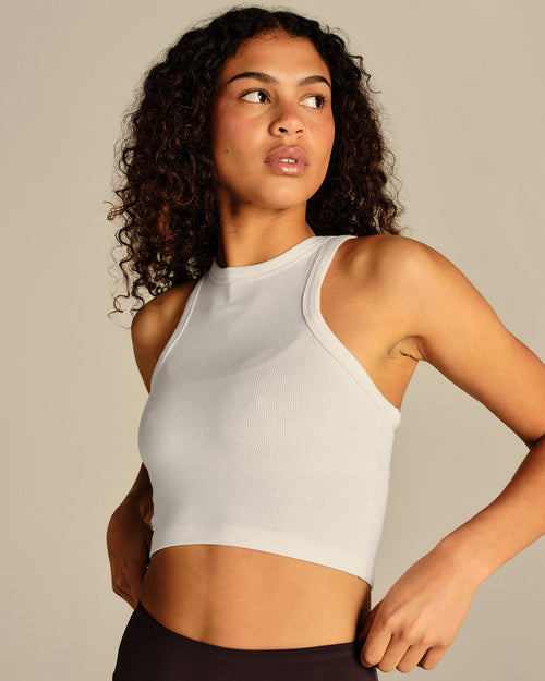 Comfort Ribbed Cropped Tank | White