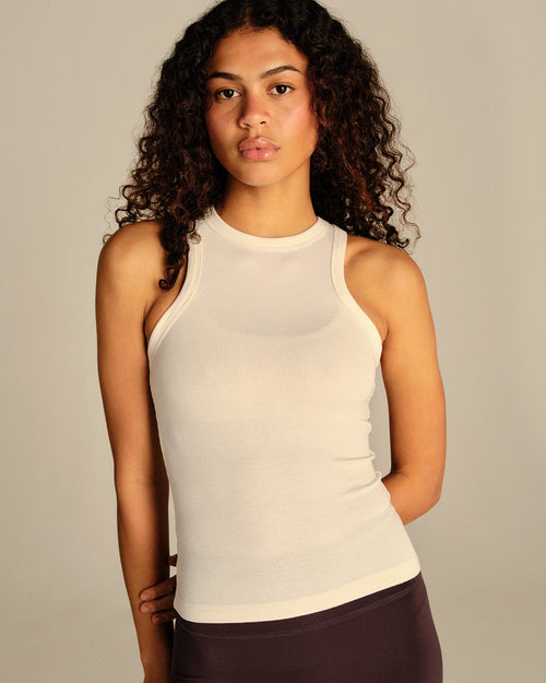 Comfort Ribbed Midi Tank | Coconut White