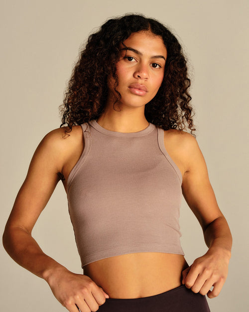 Comfort Ribbed Cropped Tank | Mauve Taupe