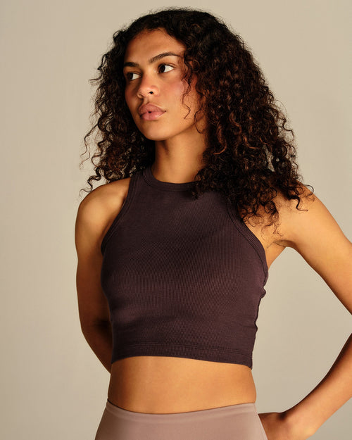 Comfort Ribbed Cropped Tank | Cafe Noir