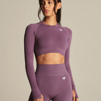 Power Seamless Long Sleeve Crop Top | Dusk Plum