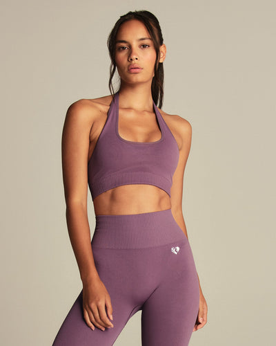 Power Seamless Halter Neck Bra | Dusk Plum