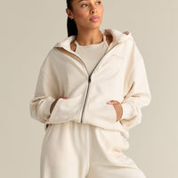 Comfort Lightweight Oversized Zip Up Hoodie | Off White