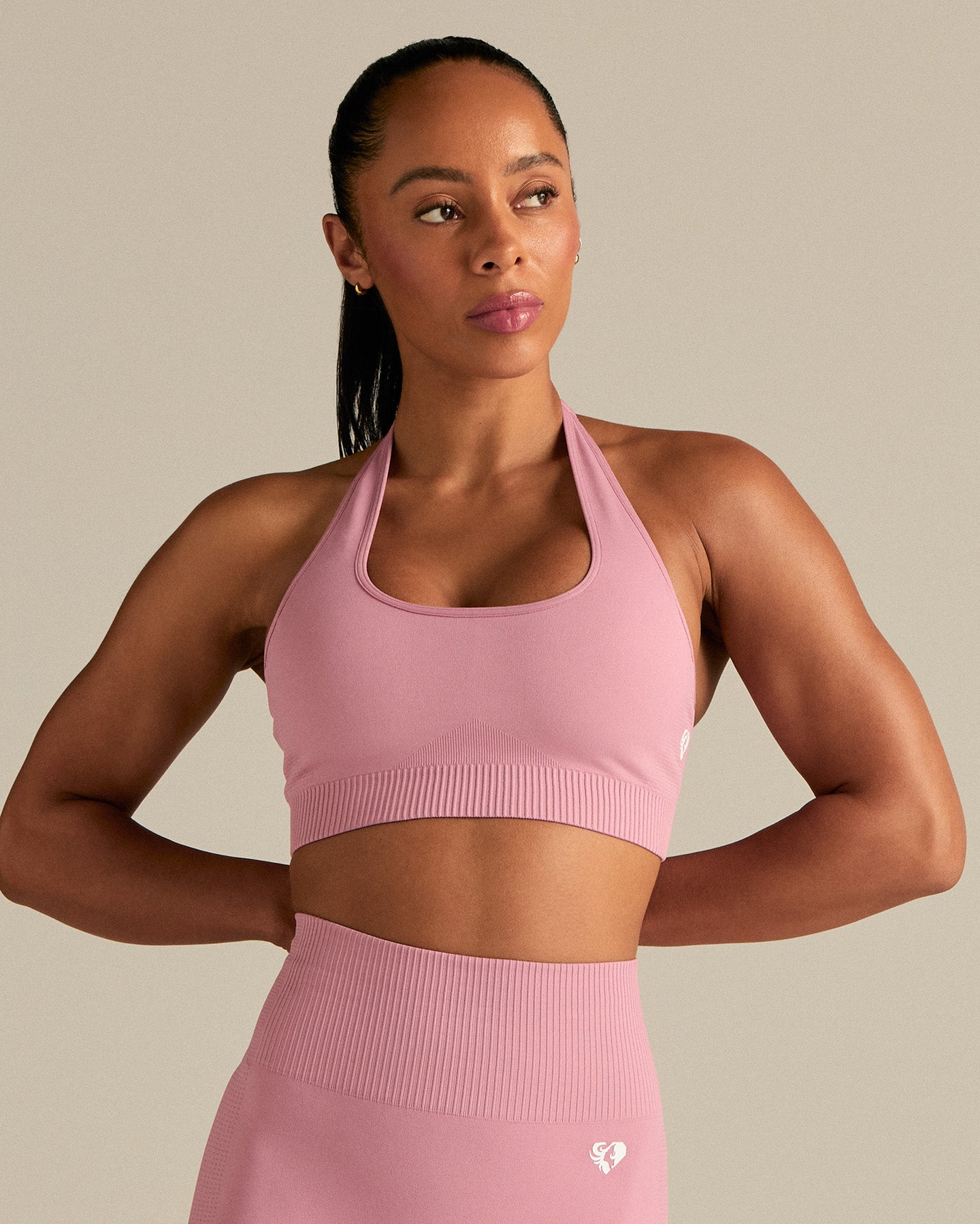 Power Seamless Halter Neck Bra | Blush Pink