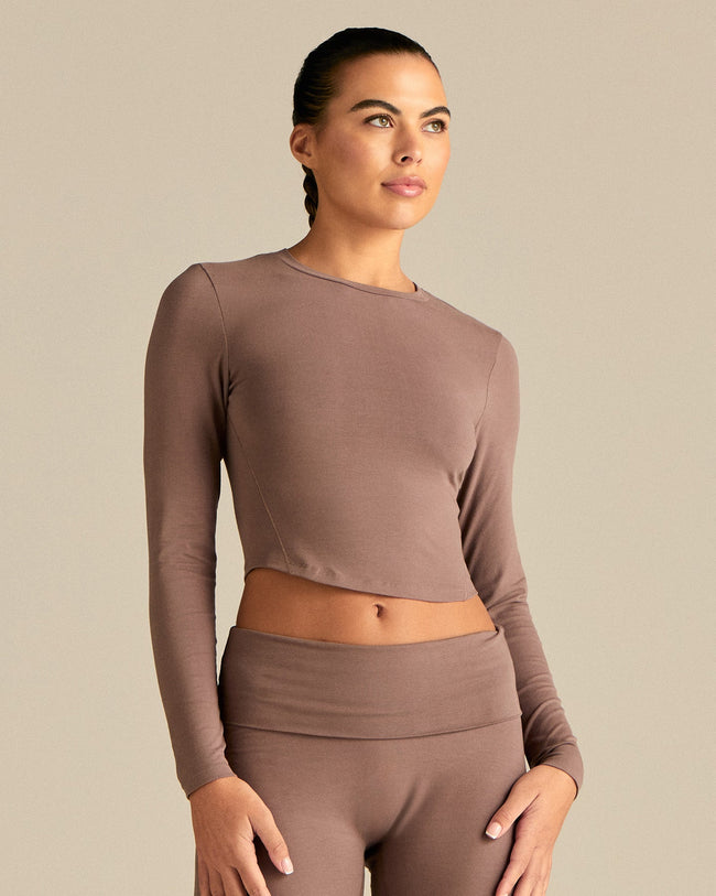 Cotton Contour Long Sleeve T-Shirt | Mocha