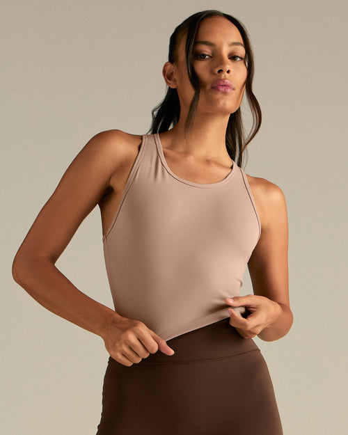 Essential Crop Tank Top | Mauve Taupe