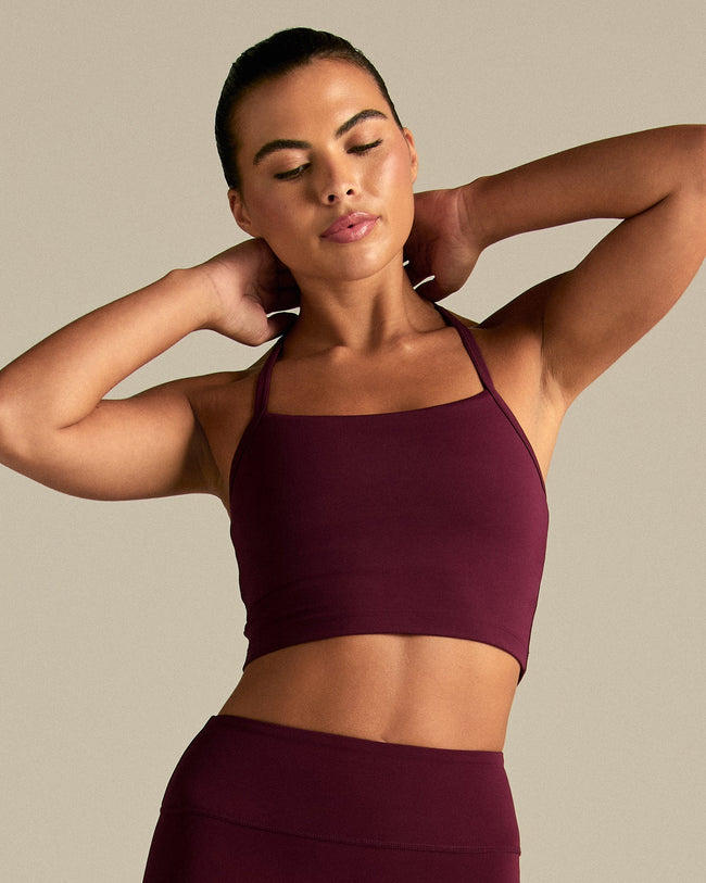 Essential Built-In Bra Crop Tank Top | Merlot