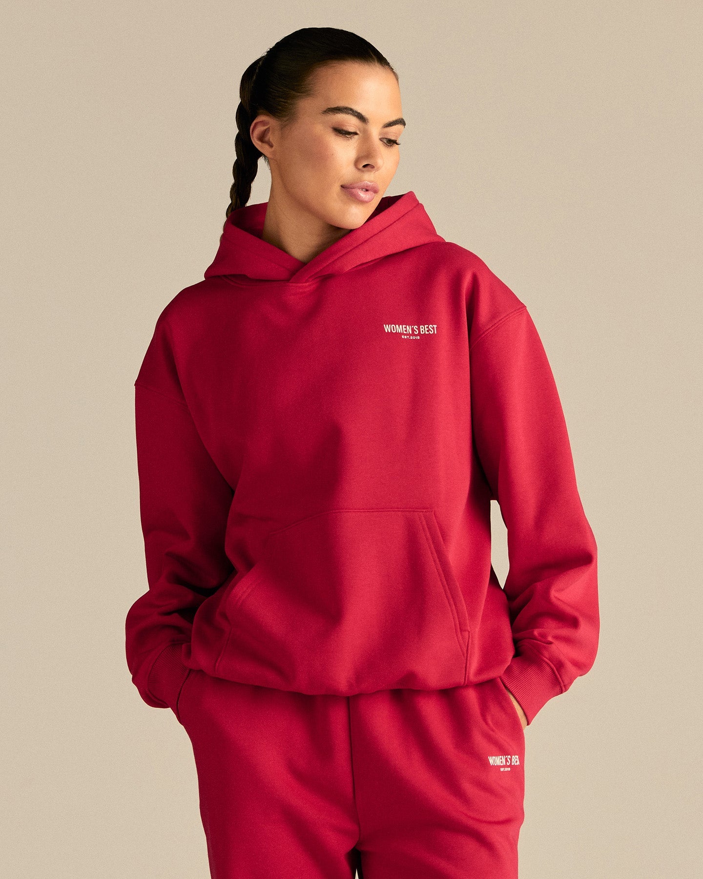 Comfort Oversized Athletic Graphic Hoodie | Candy Apple