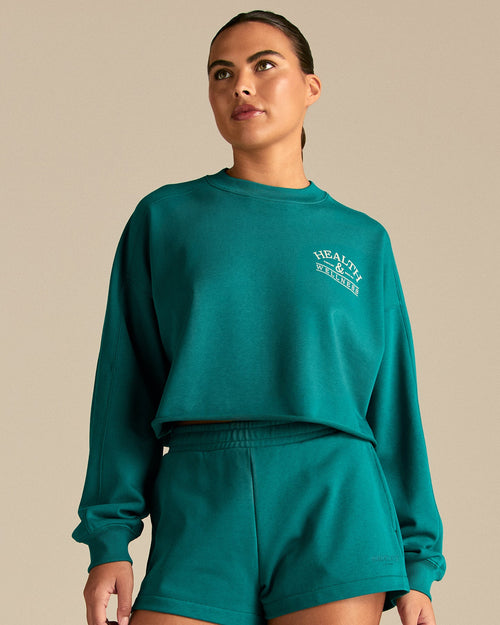 Comfort Lightweight Raw Edge Oversized Crew Neck | Eden Green