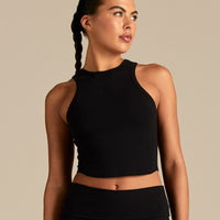 Cotton Contour Racer Tank | Black