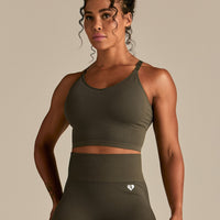 Power Seamless Built-In Bra Tank | Dark Olive