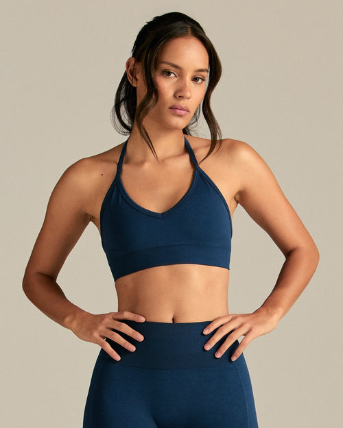 Define 2.0 Seamless Halter Neck Bra | True Navy