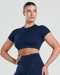 Motion Seamless Short Sleeve Crop Top | Sapphire Blue