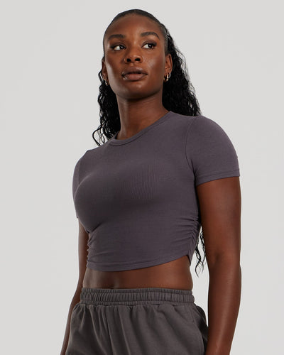 Comfort Ribbed Cropped T-Shirt | Graphite