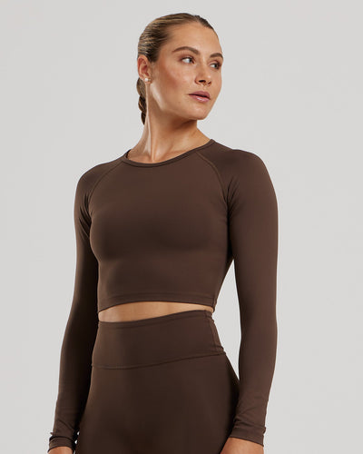 Essential Long Sleeve Crop Top | Cocoa