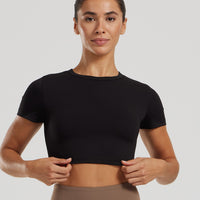 Essential Cropped Short Sleeve Tee | Black