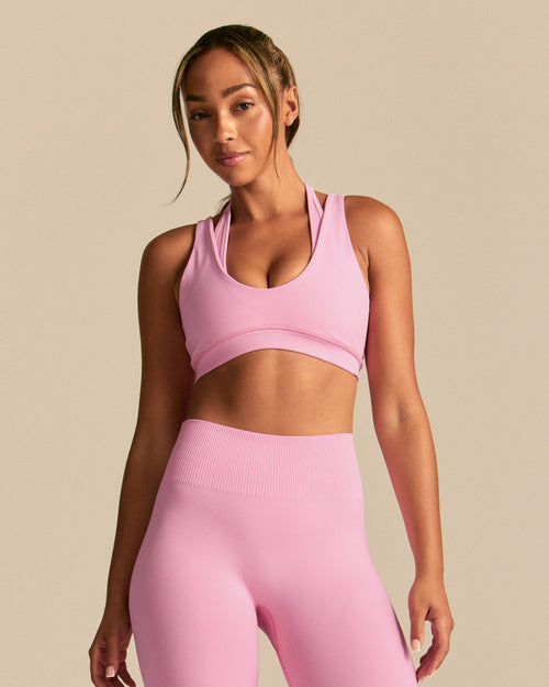 Power Double Layer Halter Bra | Candy Pink