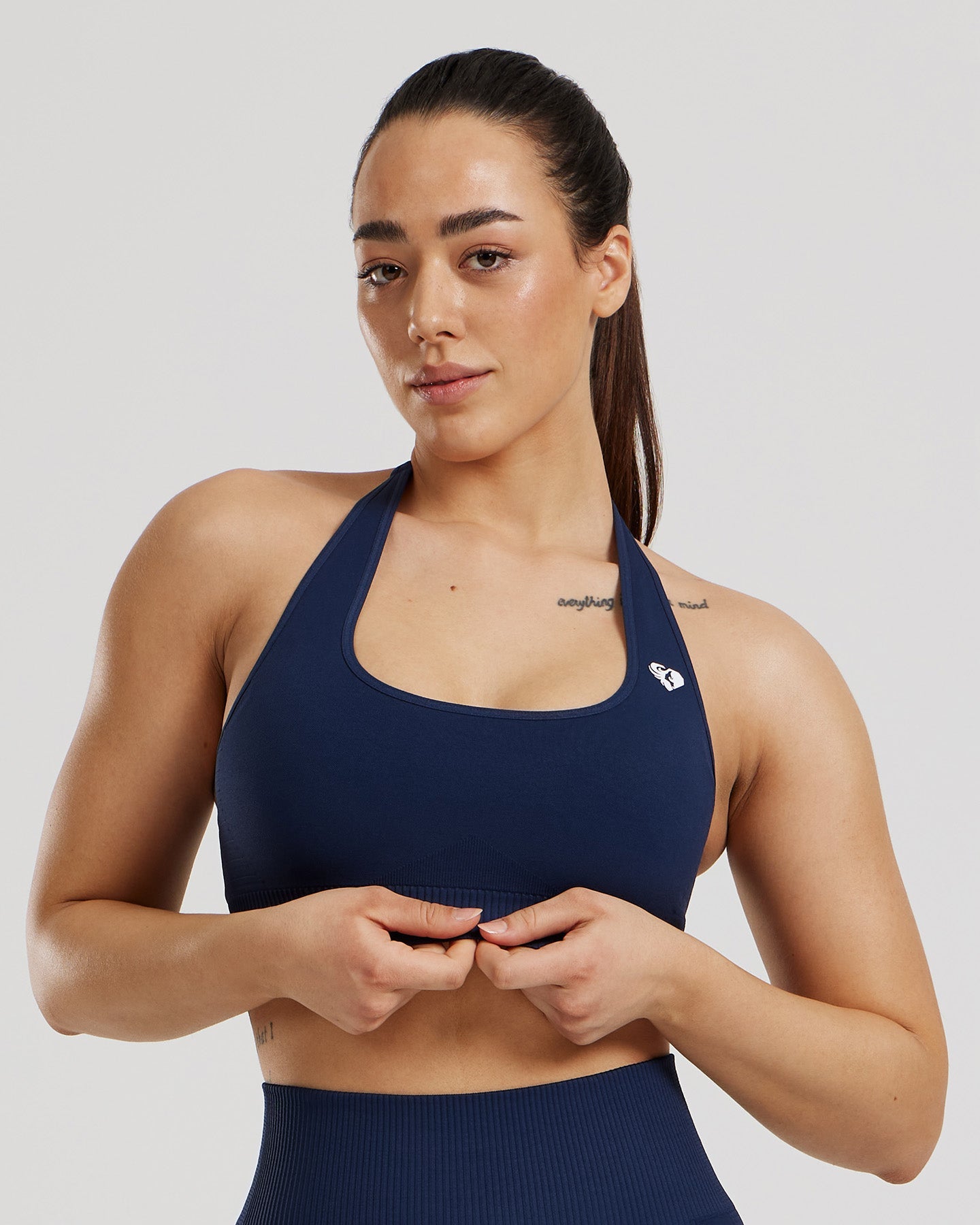 Power Halter Neck Bra | Sapphire Blue
