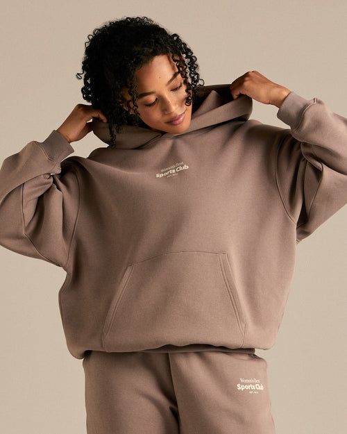 Comfort Oversized Sports Club Hoodie | Taupe Grey