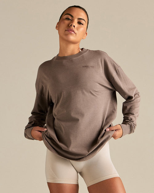 Comfort Oversized Long Sleeve T-Shirt | Vintage Mocha