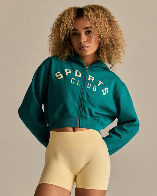 Comfort Cropped Sports Club Hoodie | Eden Green