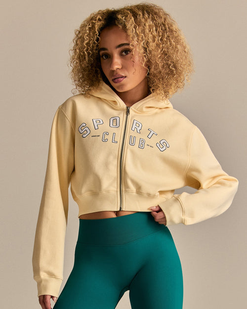 Comfort Cropped Sports Club Hoodie | Buttercup