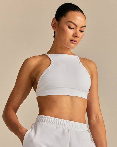 Define 2.0 High Neck Backless Bra | White