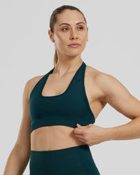 Motion Seamless Halter Bra | Dark Moss