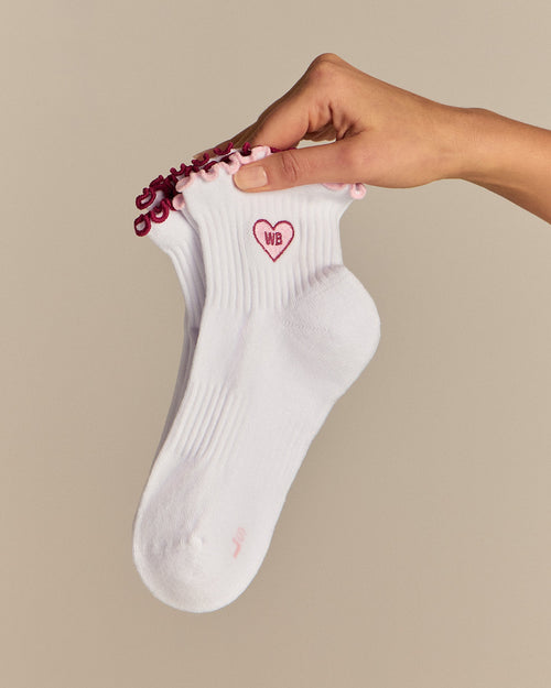 Quarter Frilly Ankle Socks (2PK) | Sweet Pink/Strawberry Kiss