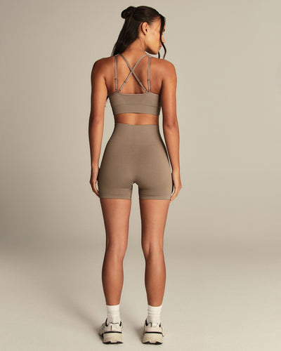 Power Seamless Adjustable Sports Bra | Taupe Grey