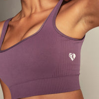 Power Seamless Open Back Mini Bra | Dusk Plum