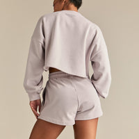 Comfort Lightweight Cropped Sweat | Steel Grey