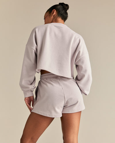 Comfort Lightweight Cropped Sweat | Steel Grey