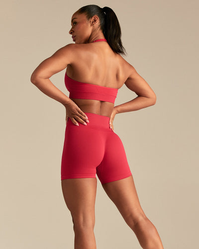Power Seamless Halter Neck Bra | Spicy Red