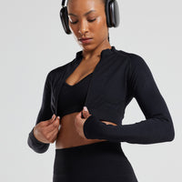 Define Seamless Crop Zip Jacket | Black