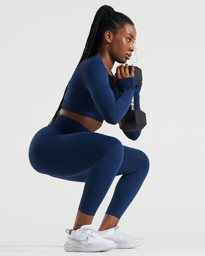 Blue exercise leggings store