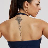 Power Halter Neck Bra | Sapphire Blue