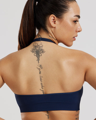 Power Halter Neck Bra | Sapphire Blue